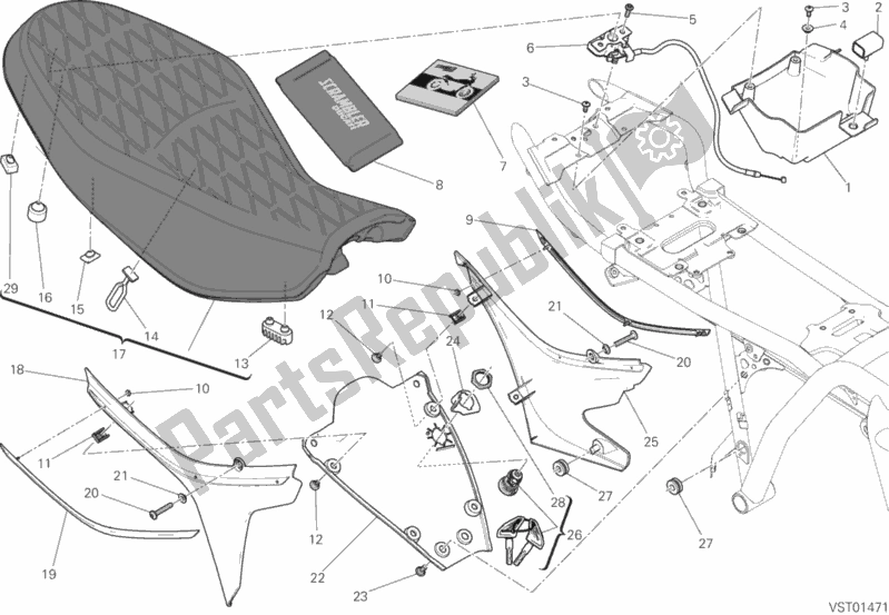 All parts for the Seat of the Ducati Scrambler Classic Thailand 803 2016